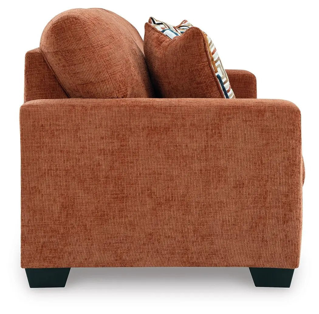 Aviemore sofa sleeper in burnt orange corduroy with structured cushions on Tampa Home & Garden Store
