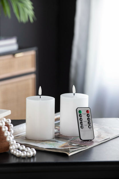 LED Candles Wick and Remote Timer Set 2 White