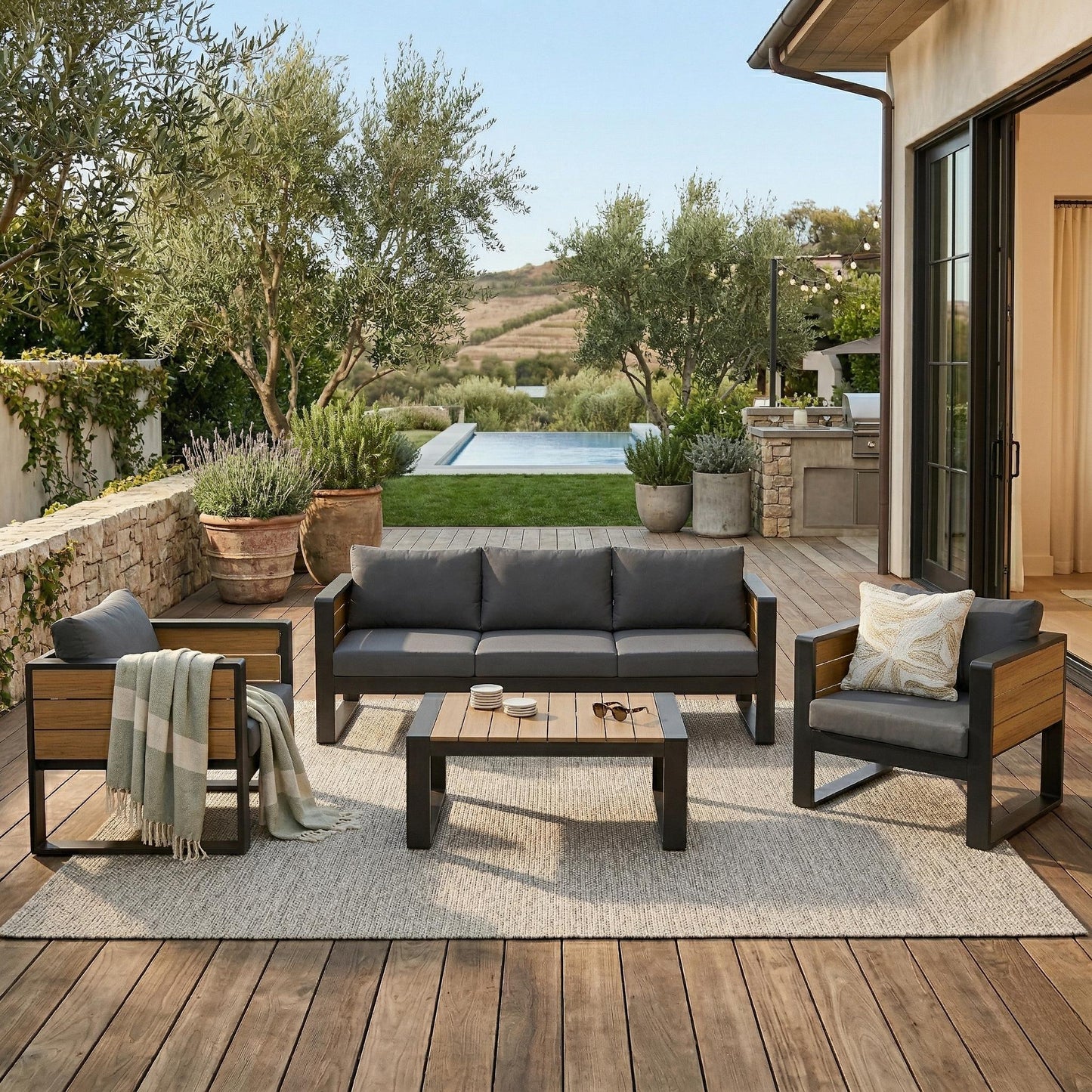 Aluminum Five Seater Sofa and Chair Patio Set