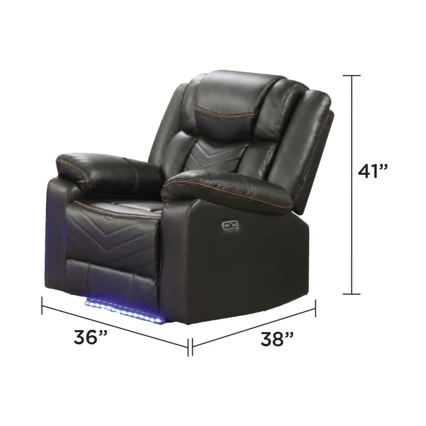 Challenger LED Recliner Chair black leather with blue LED lighting by Unique Piece Furniture on Tampa Home & Garden Store