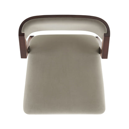 Patricia Counter Stool beige upholstered seat with dark wood arms HouseOfZazla 24–27in on Tampa Home & Garden Store