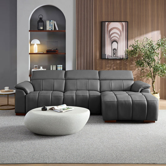 Wall-Hugger Reclining Sofa Modern Electric Control by HouseOfZazla in dark gray leather on Tampa Home & Garden Store