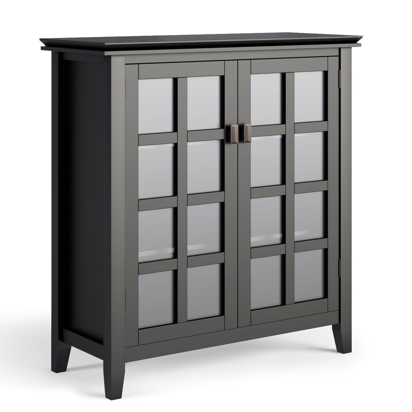 Artisan Handcrafted Medium Storage Cabinet by HouseOfZazla gray with mirrored panel doors on Tampa Home & Garden Store