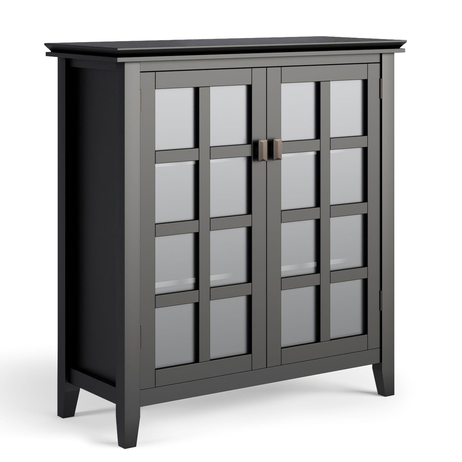 Artisan Handcrafted Medium Storage Cabinet by HouseOfZazla gray with mirrored panel doors on Tampa Home & Garden Store