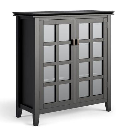 Artisan Handcrafted Medium Storage Cabinet by HouseOfZazla gray with mirrored panel doors on Tampa Home & Garden Store