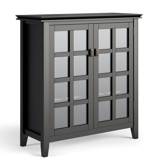 Artisan Handcrafted Medium Storage Cabinet by HouseOfZazla gray with mirrored panel doors on Tampa Home & Garden Store