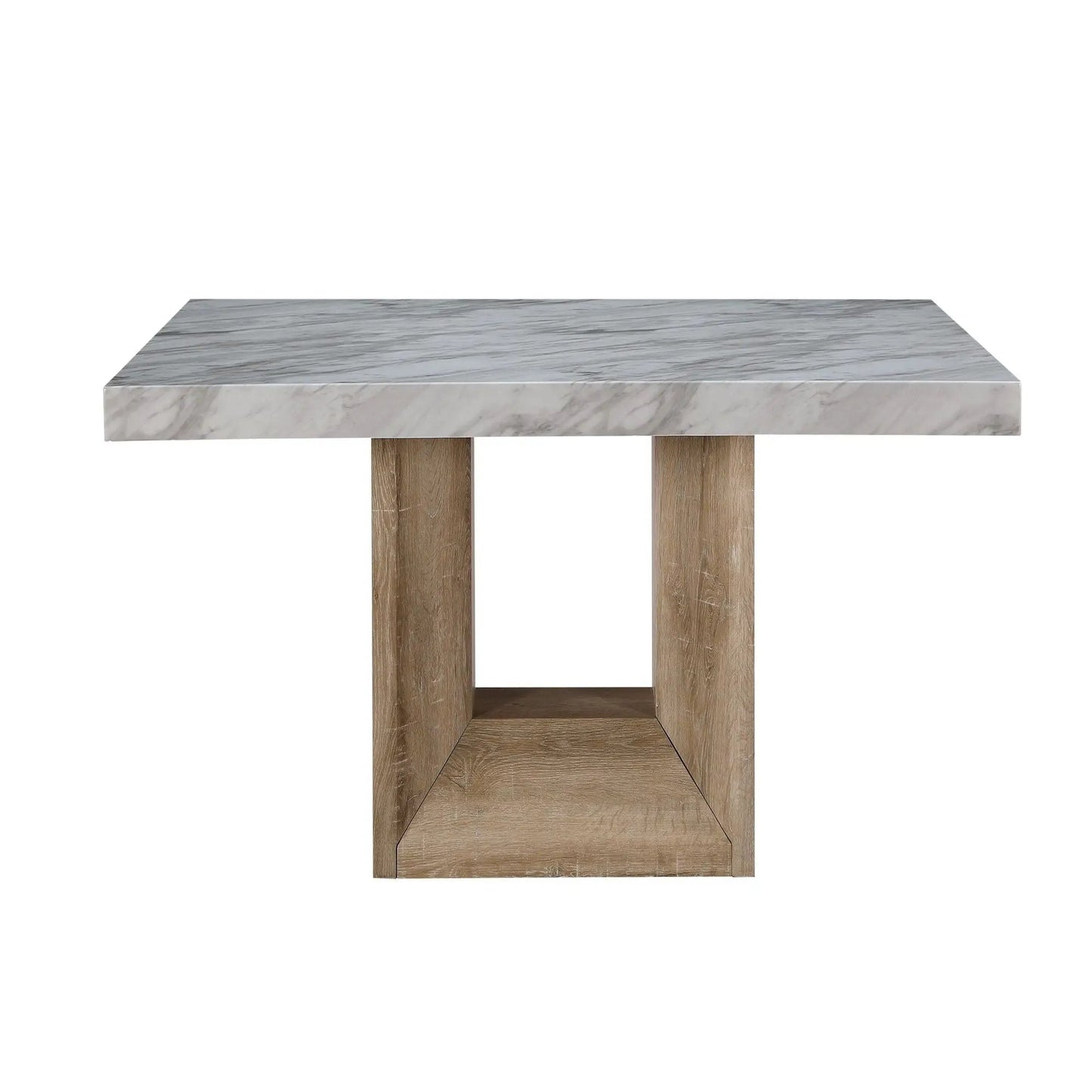 Sheena 5-piece dining table set with chairs featuring a marble top and solid wood legs on Tampa Home & Garden Store