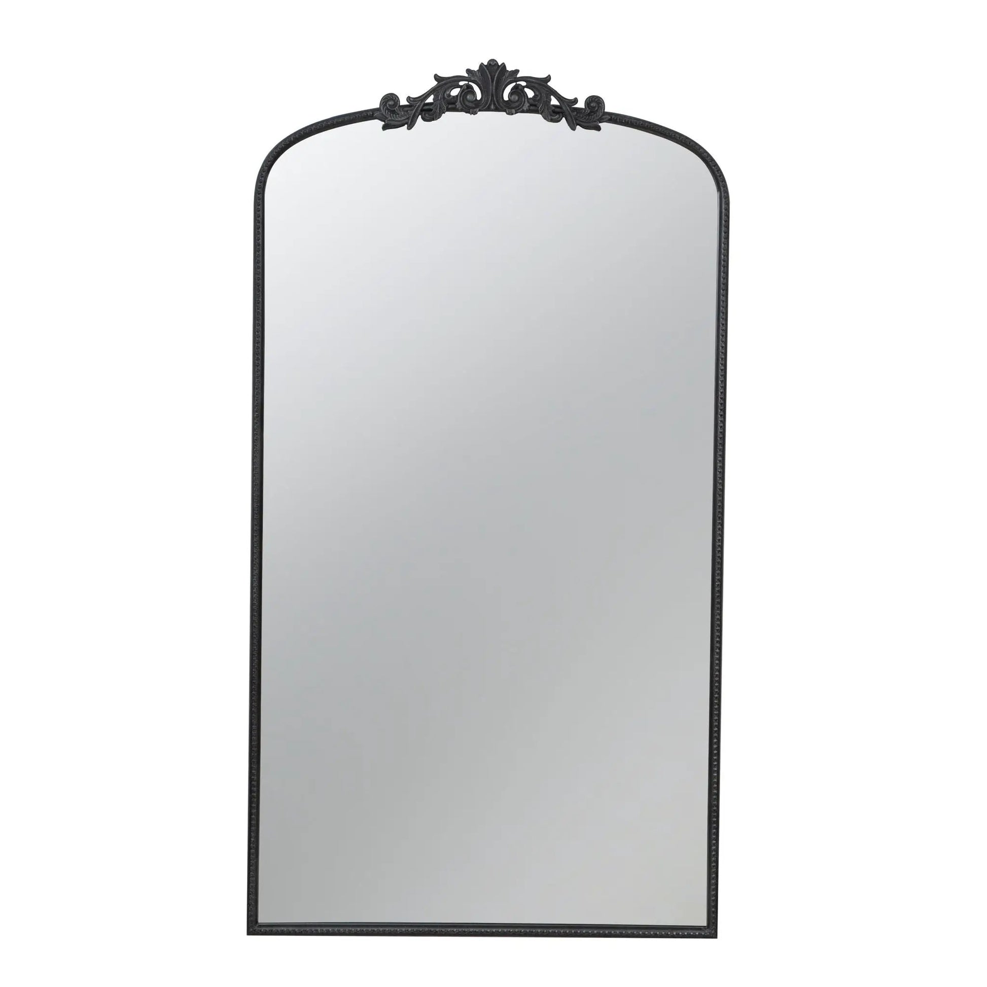 Arch Mirror with black Baroque crest frame; ornate wall mirror by Unique Piece Furniture on Tampa Home & Garden Store