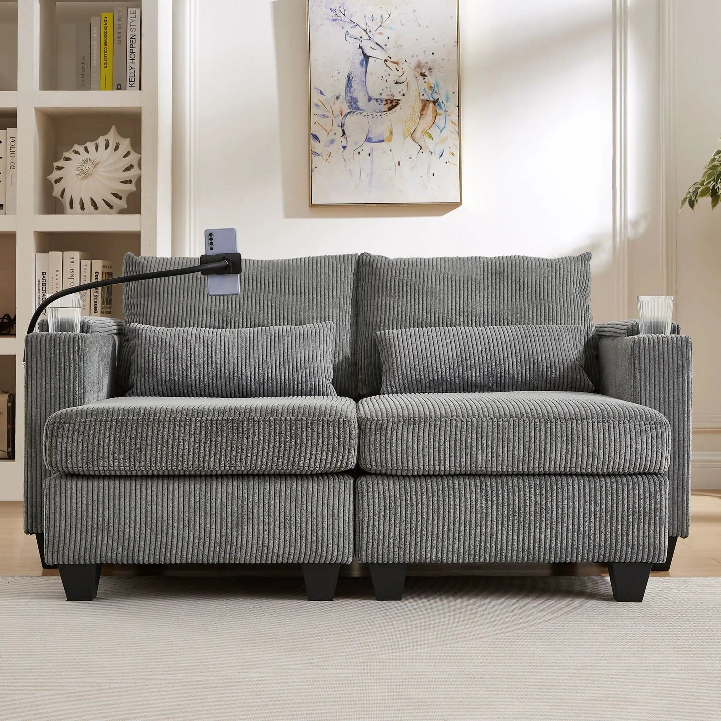 Convertible Chaise Lounge Chair With USB Ports