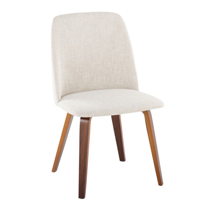 Contemporary dining chair set with padded beige fabric seat and back, wooden legs on Tampa Home & Garden Store
