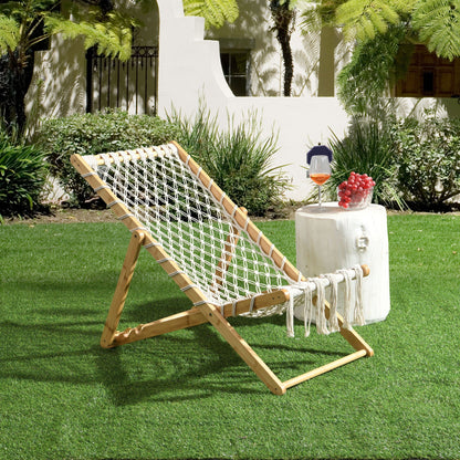 Bamboo Weaving Chair with handwoven rope in natural finish for outdoor spaces on Tampa Home & Garden Store