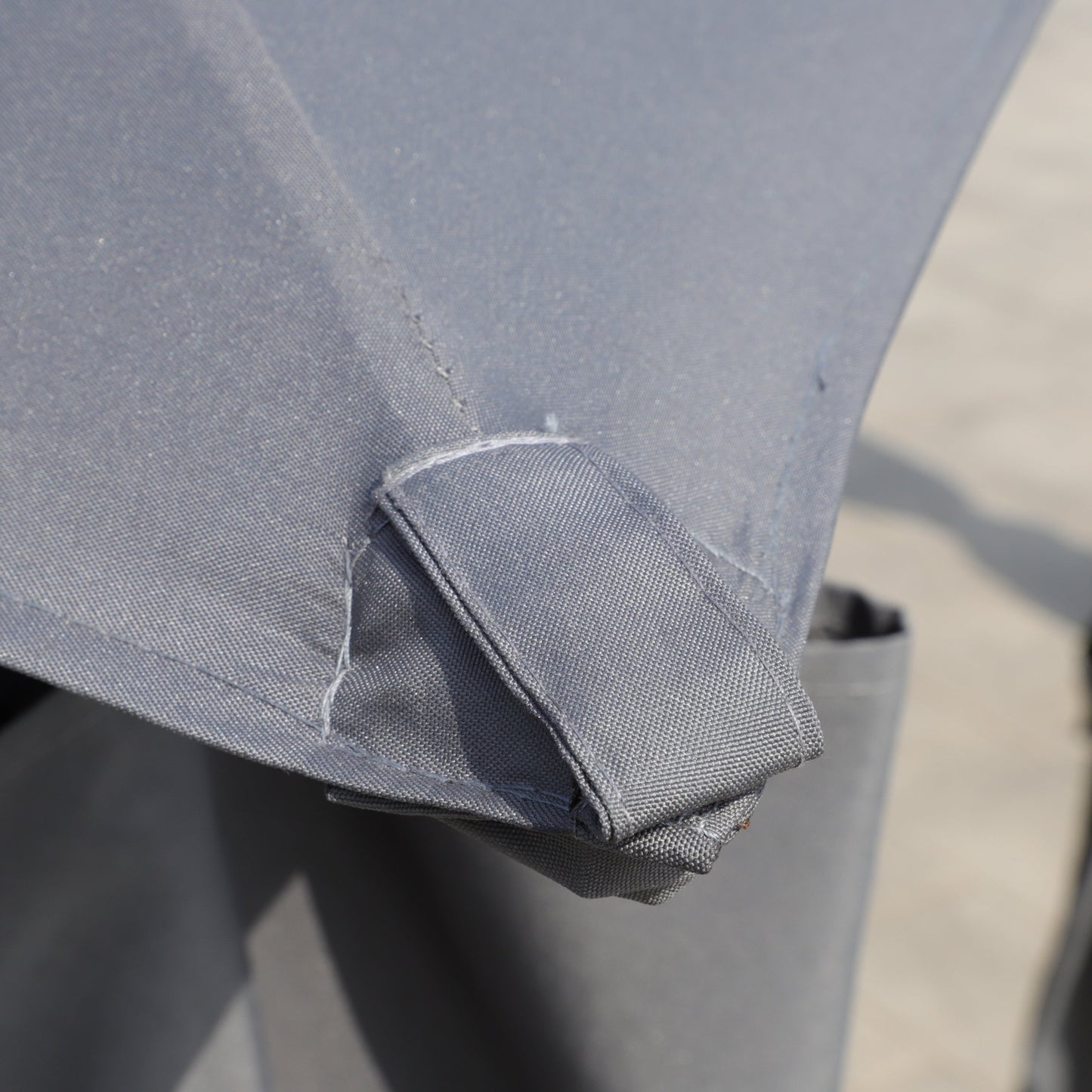 Gazebo canopy fabric close-up in blue denim with visible stitching on Tampa Home & Garden Store