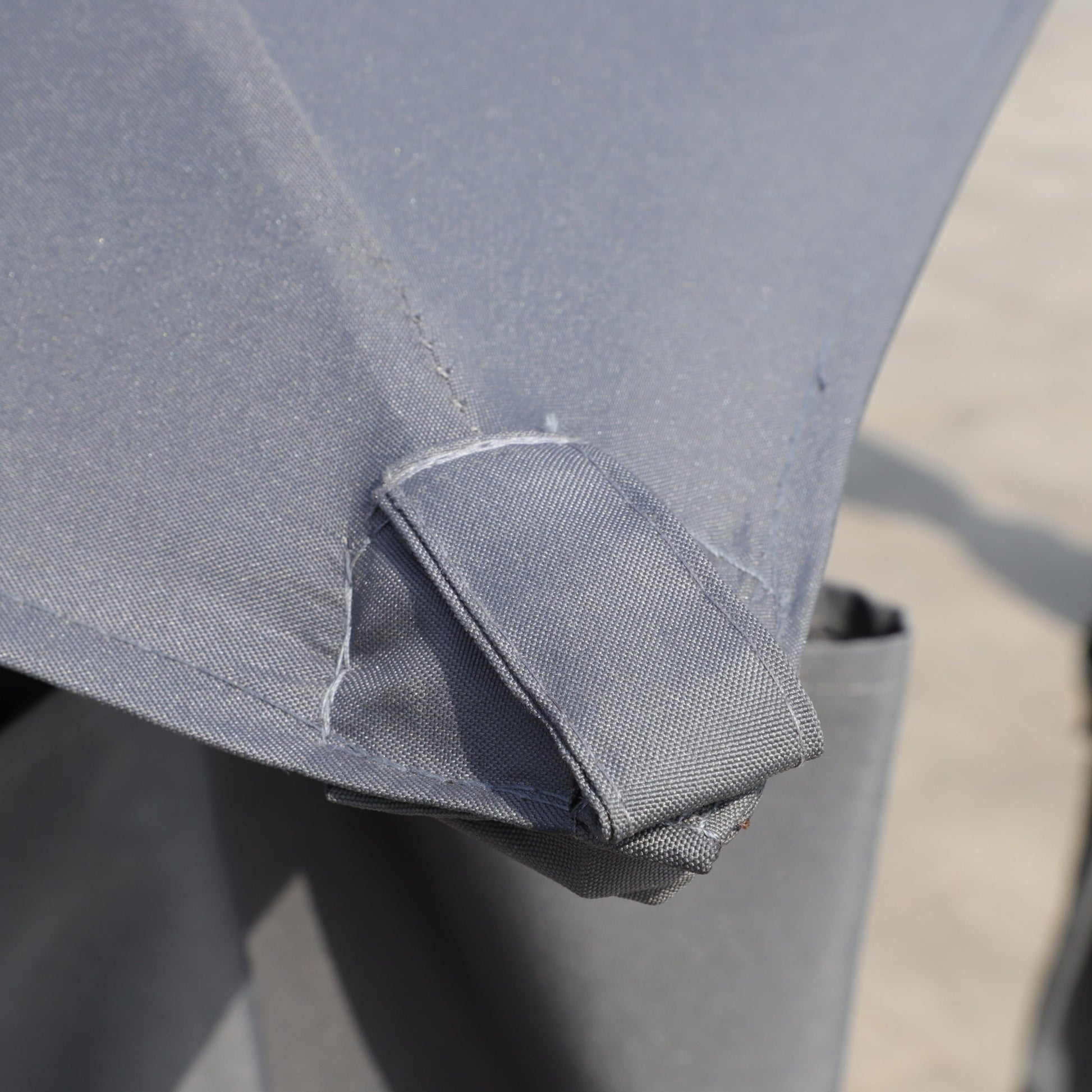 Gazebo canopy fabric close-up in blue denim with visible stitching on Tampa Home & Garden Store