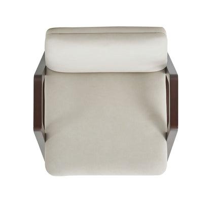 Stella Cream Armchair with Beech Wood and Cushion