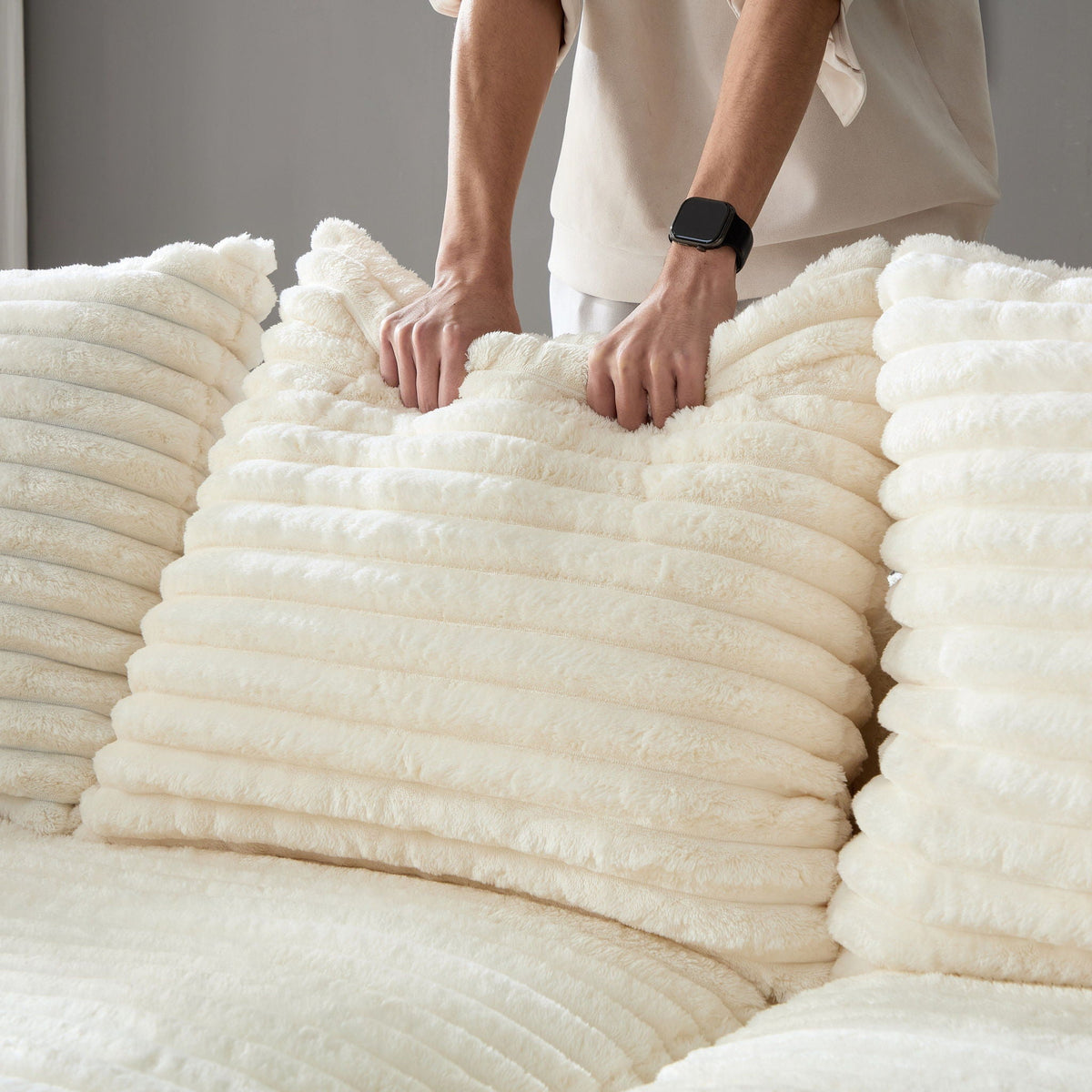 Deep Seat Sofa Bed With Ottoman and Soft Pillows