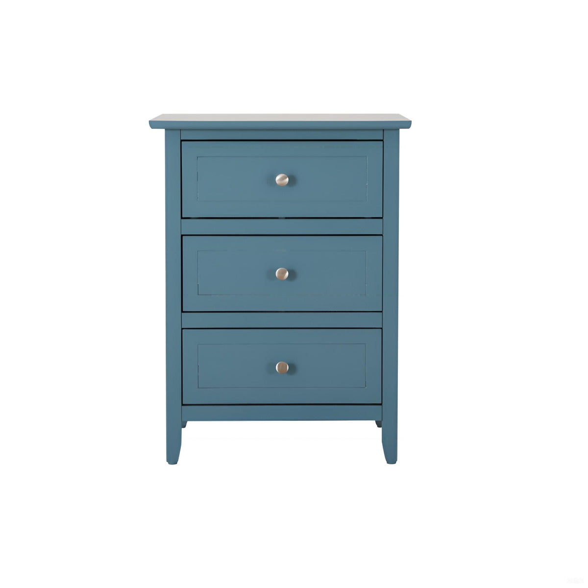 Blue 3-drawer accent nightstand with silver knobs and real wood veneers HouseOfZazla on Tampa Home & Garden Store