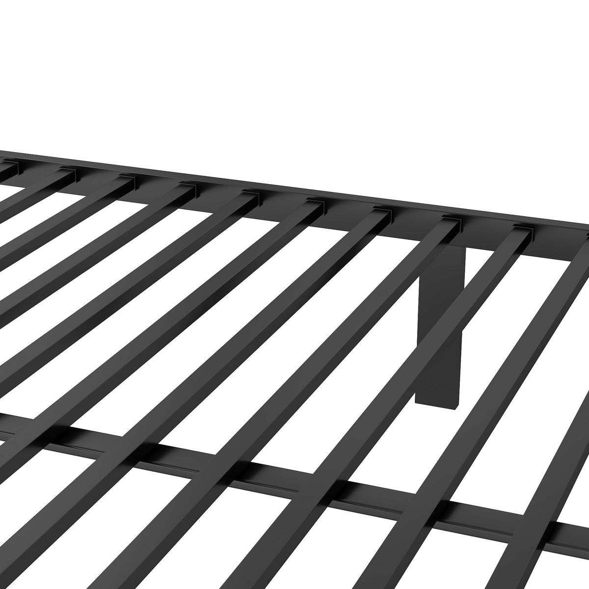 Queen over Queen bunk bed frame in black metal with sturdy slat supports on Tampa Home & Garden Store