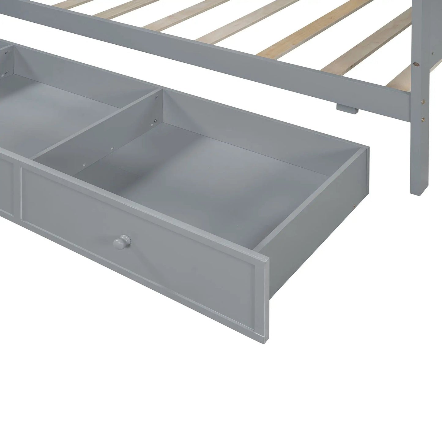 Gray metal daybed frame with wood slat supports and an under-bed storage drawer on Tampa Home & Garden Store