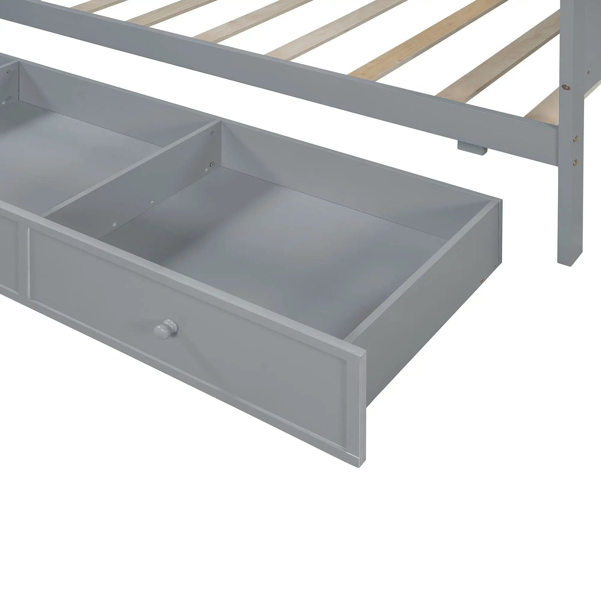 Gray metal daybed frame with wood slat supports and an under-bed storage drawer on Tampa Home & Garden Store
