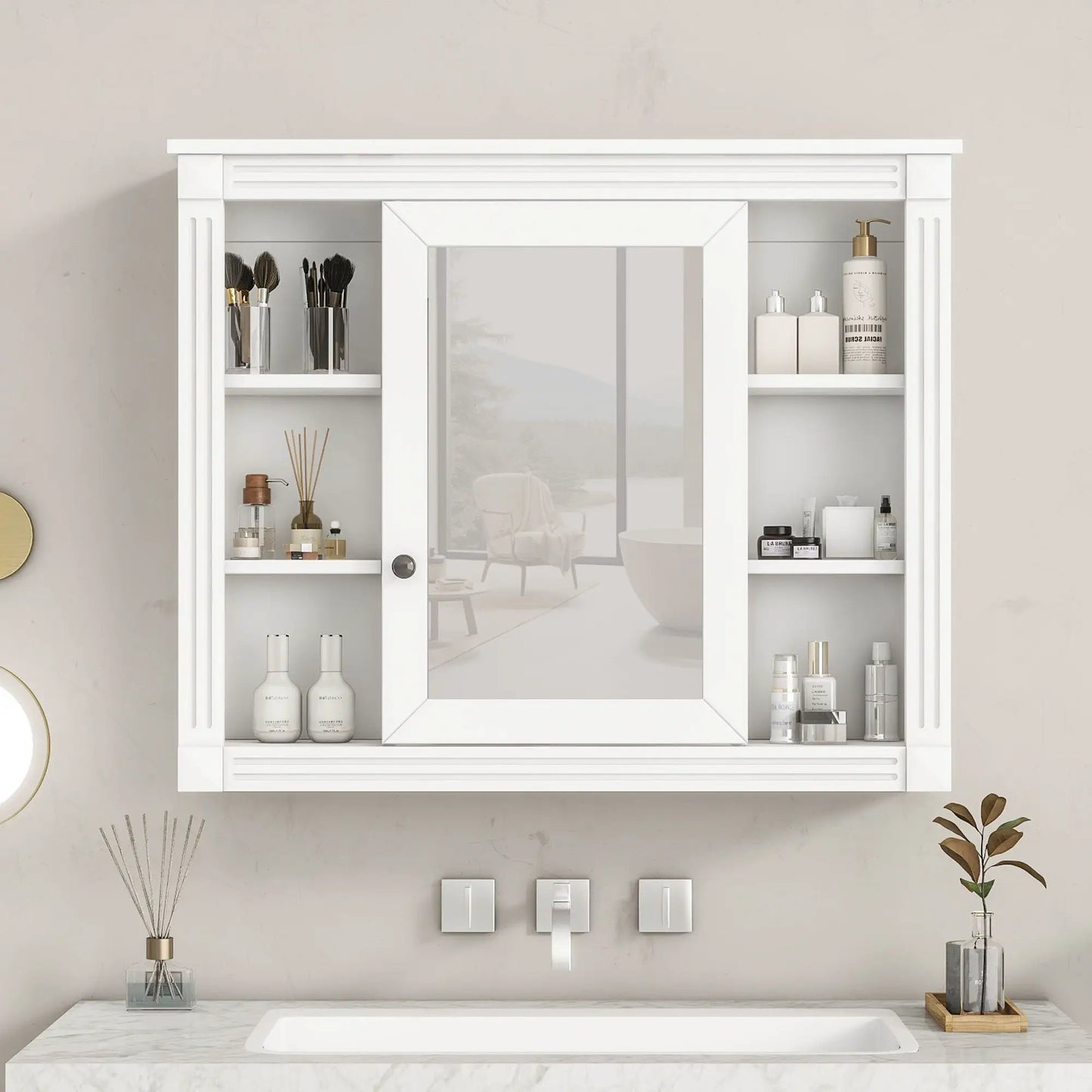 Wall Mounted Bathroom Storage Cabinet With Mirror