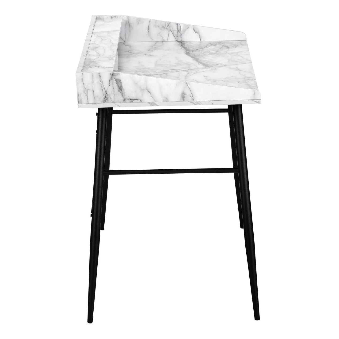 Marble finish computer desk with laptop storage shelf by Unique Piece Furniture black metal legs on Tampa Home & Garden Store