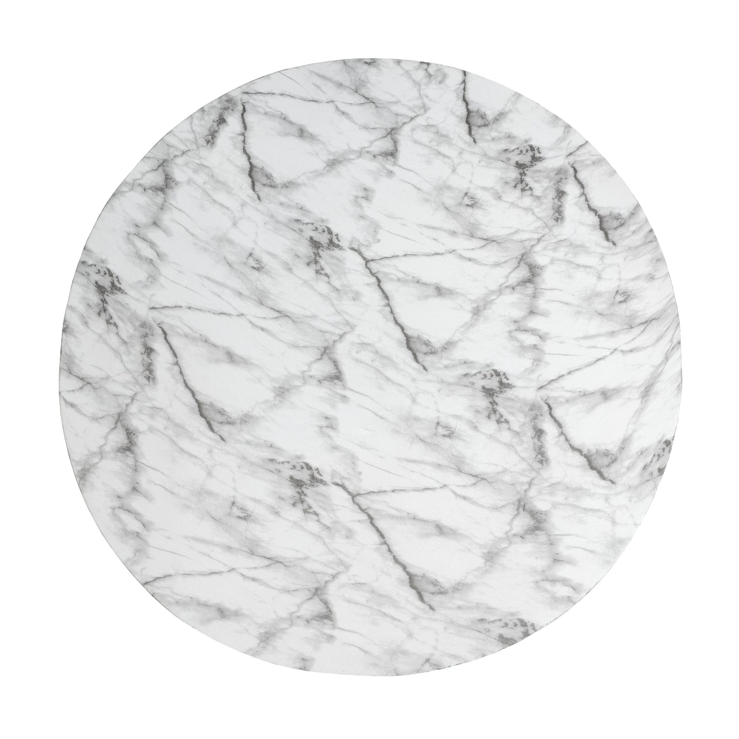 MGO Faux Marble Coffee Table for indoor/outdoor use, round white top with gray veining on Tampa Home & Garden Store