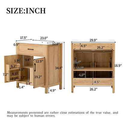 Walnut Bathroom Vanity With Sink and Storage