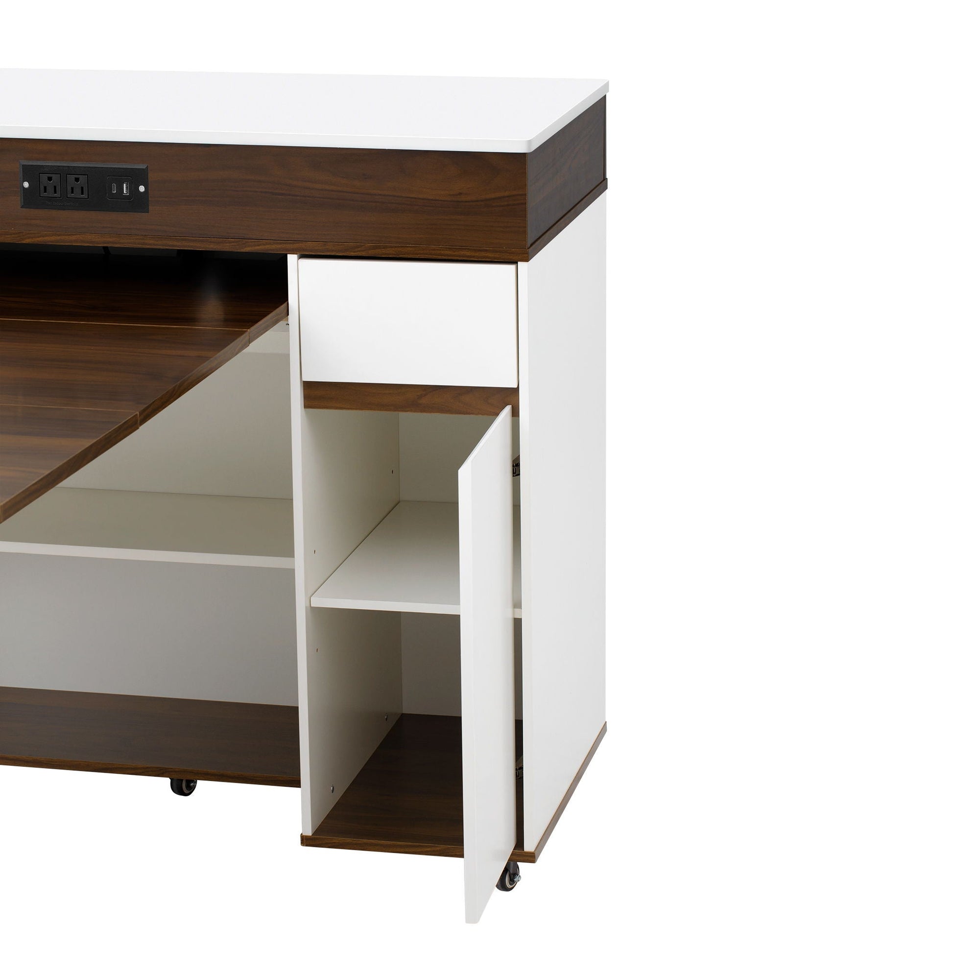 Extendable dining table with folding top rolling kitchen island white wood outlets HouseOfZazla on Tampa Home & Garden Store