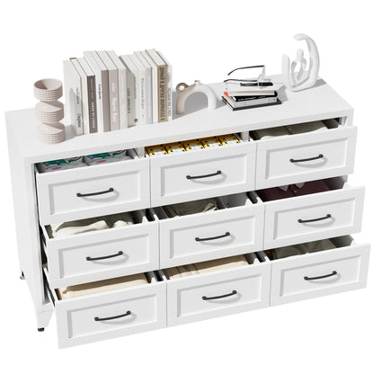 9 Drawer White Metal Dresser with Quiet-Glide Rails by HouseOfZazla, books on top on Tampa Home & Garden Store