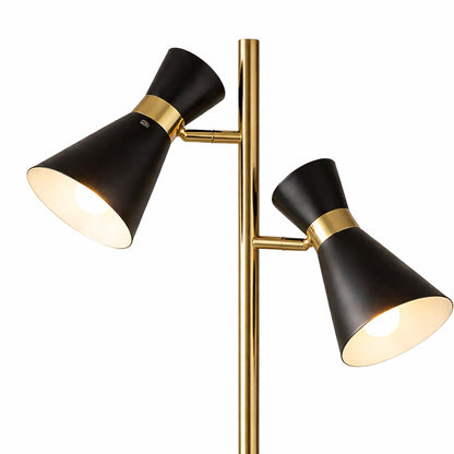 Axis floor lamp by HouseOfZazla black shades with gold base and 4-way switch on Tampa Home & Garden Store