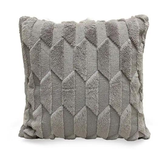 Plush Solid Color Sofa Pillowcase for Living Room