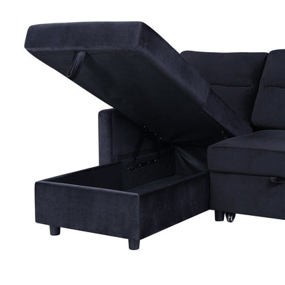 Ivy reversible sleeper sectional with storage chaise, dark navy fabric, HouseOfZazla on Tampa Home & Garden Store
