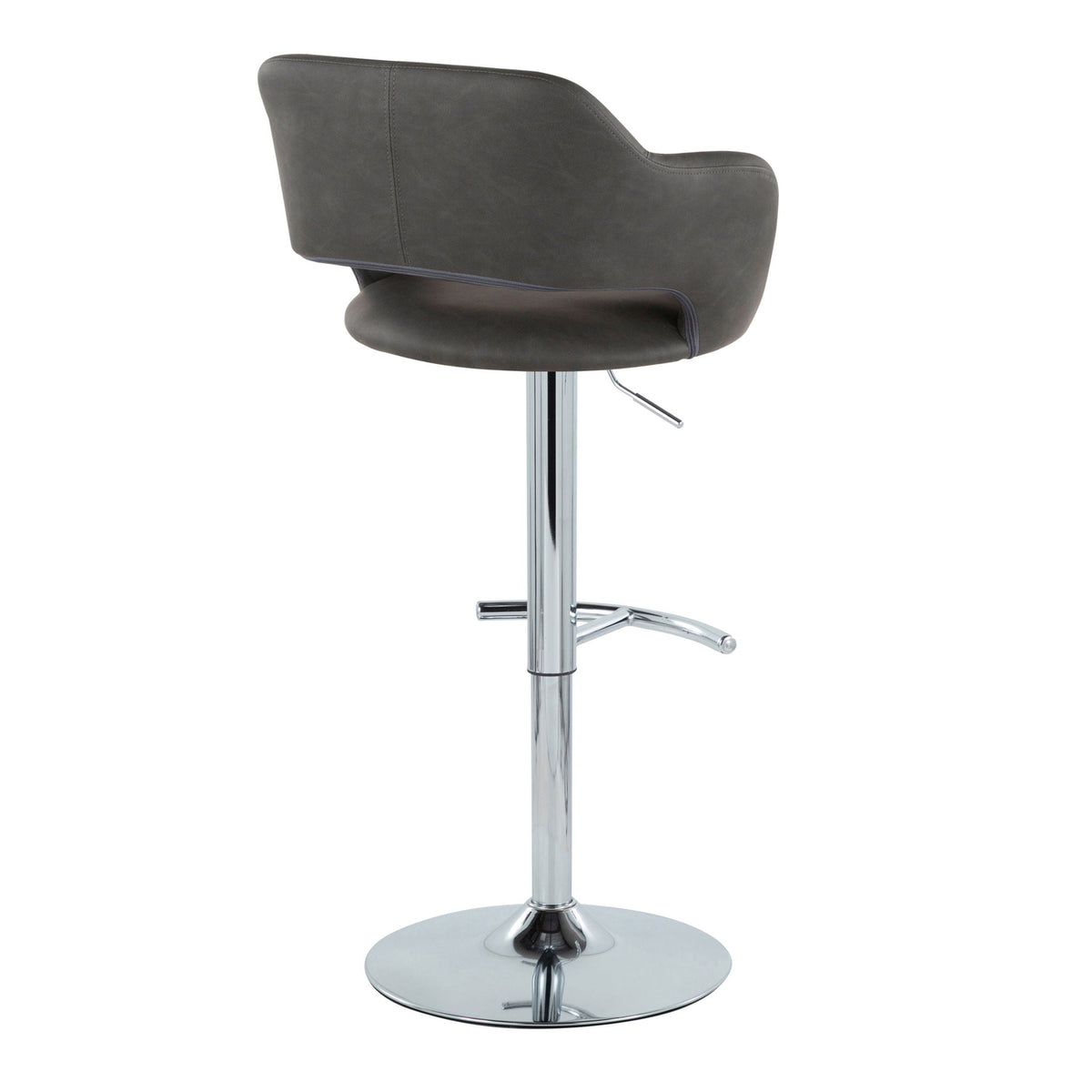 Contemporary adjustable barstool with swivel in gray faux leather and chrome base on Tampa Home & Garden Store