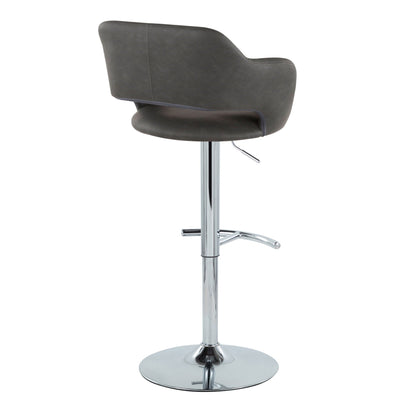 Contemporary adjustable barstool with swivel in gray faux leather and chrome base on Tampa Home & Garden Store