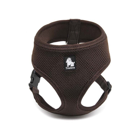 Breathable dog harness with small sling in brown mesh, Pet Zen with Truelove patch on Tampa Home & Garden Store