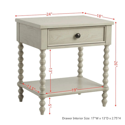 Traditional nightstand with drawer and shelf in light gray finish, Unique Piece Furniture on Tampa Home & Garden Store