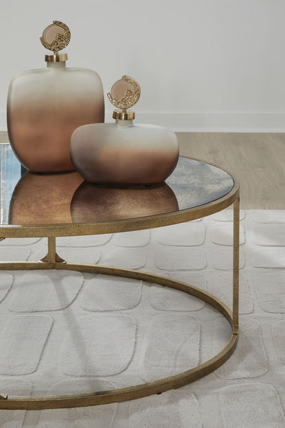 Korajane coffee table by Unique Piece Furniture gradient bronze finish with glass top on Tampa Home & Garden Store