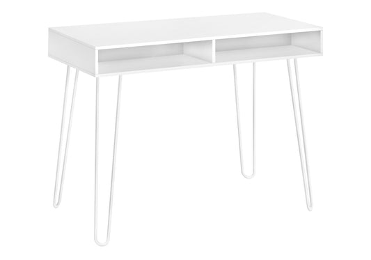 White computer desk with left-right storage cubbies and slim metal legs on Tampa Home & Garden Store