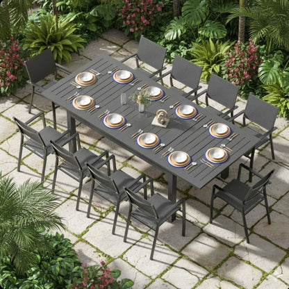 Extendable Outdoor Dining Table and Gray Frame