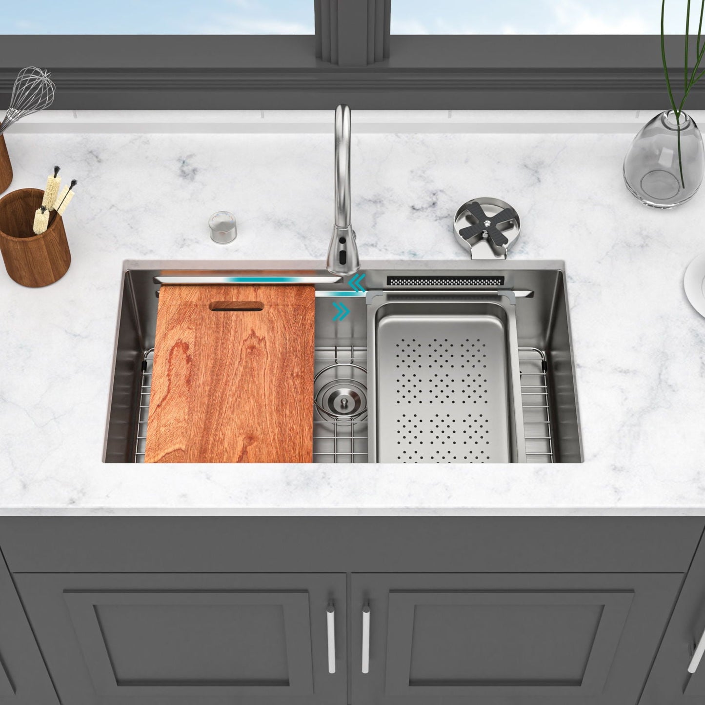 Undermount Workstation Sink and Faucet Set