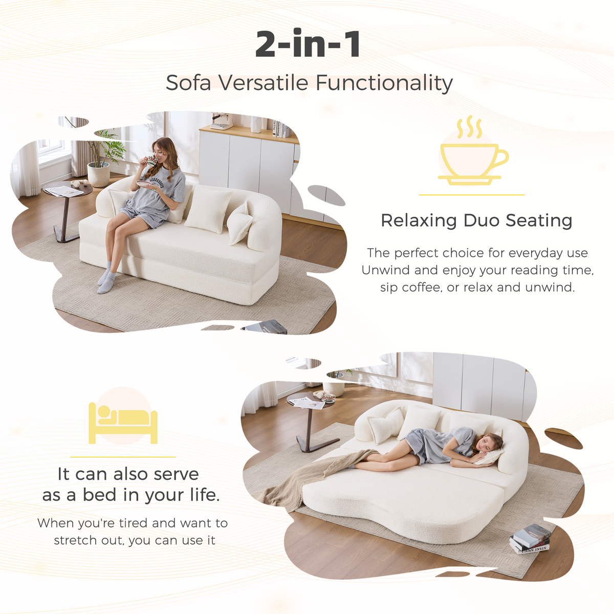 Stylish Foldable Sofa Bed and Supportive Pillows