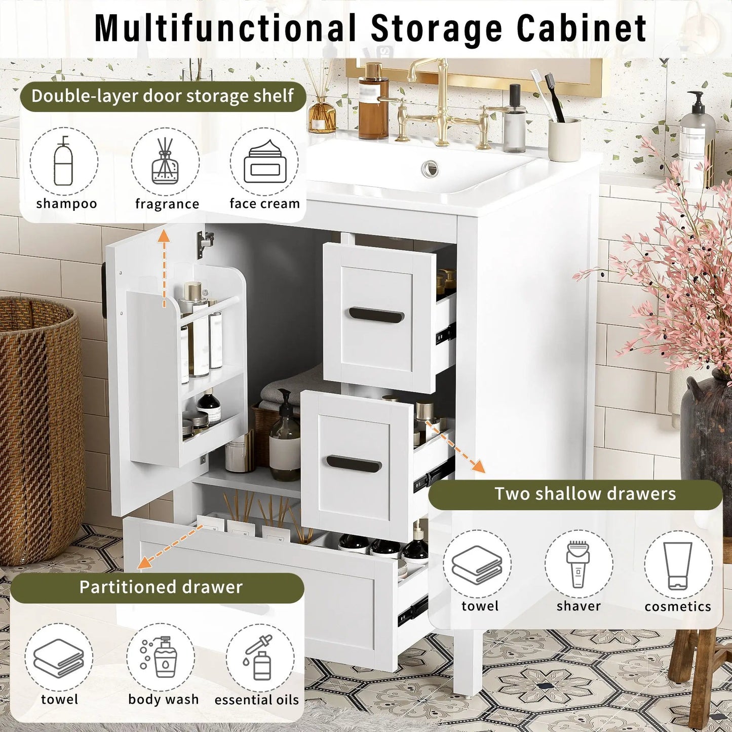 Bathroom Vanity With Sink and Soft-Close Drawers