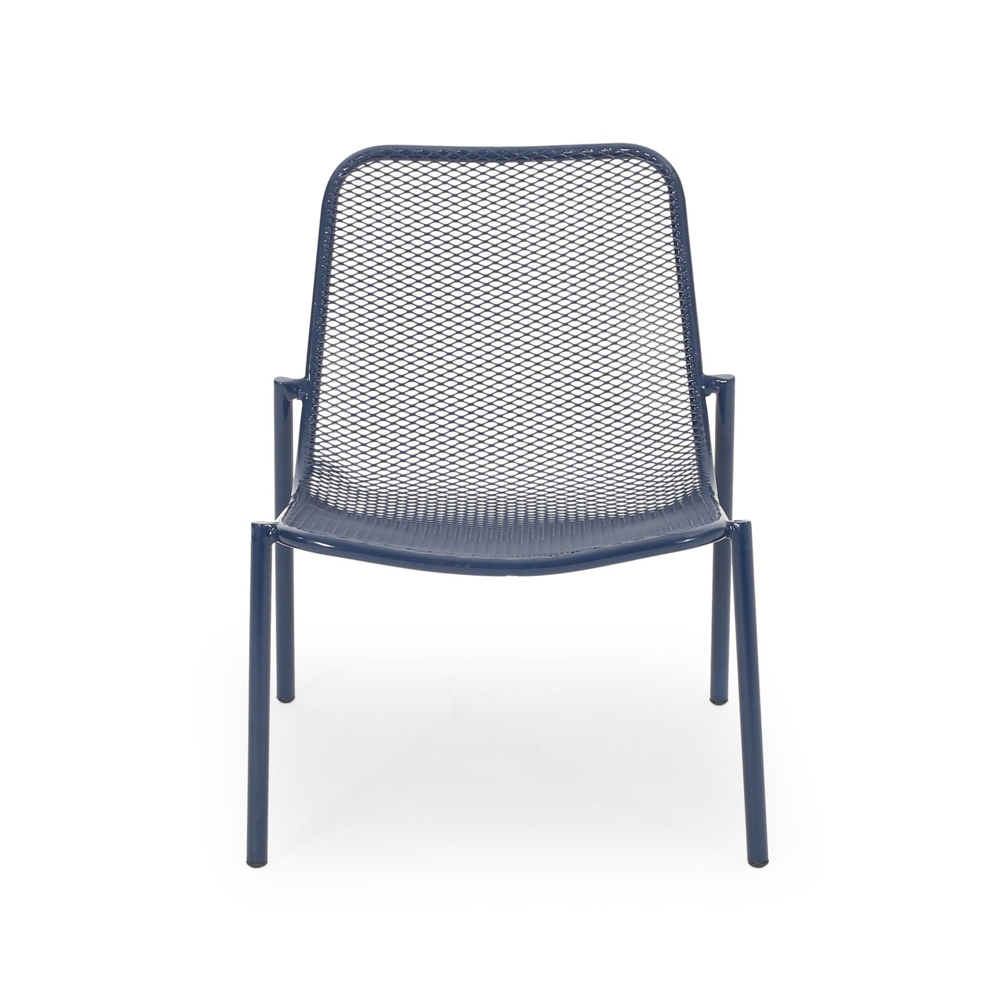 Kincaid Stackable Iron Chair blue metal outdoor armless chair with mesh back HouseOfZazla on Tampa Home & Garden Store