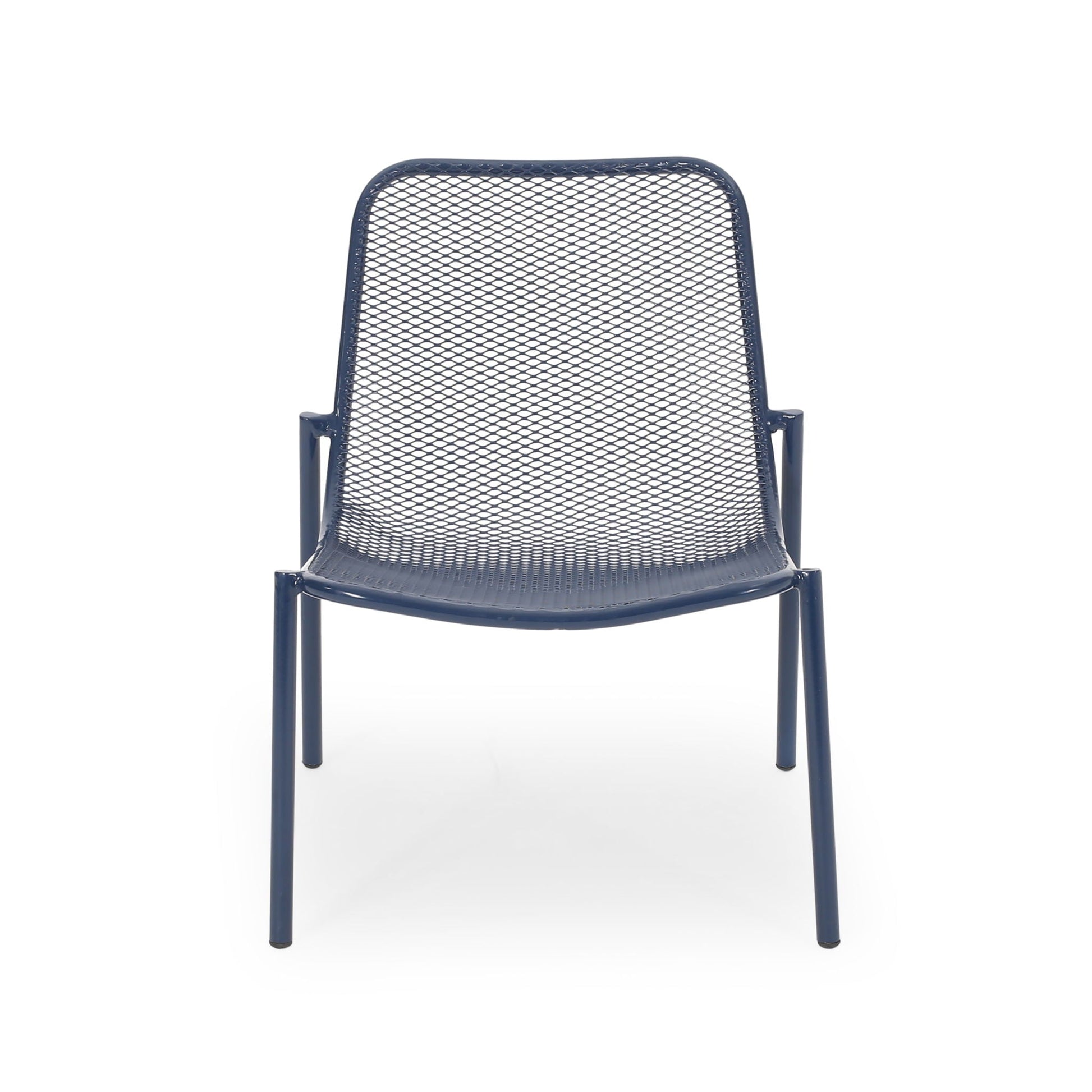 Kincaid Stackable Iron Chair blue metal outdoor armless chair with mesh back HouseOfZazla on Tampa Home & Garden Store