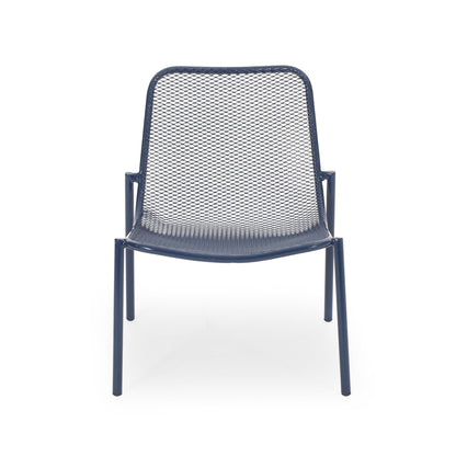 Kincaid Stackable Iron Chair blue metal outdoor armless chair with mesh back HouseOfZazla on Tampa Home & Garden Store