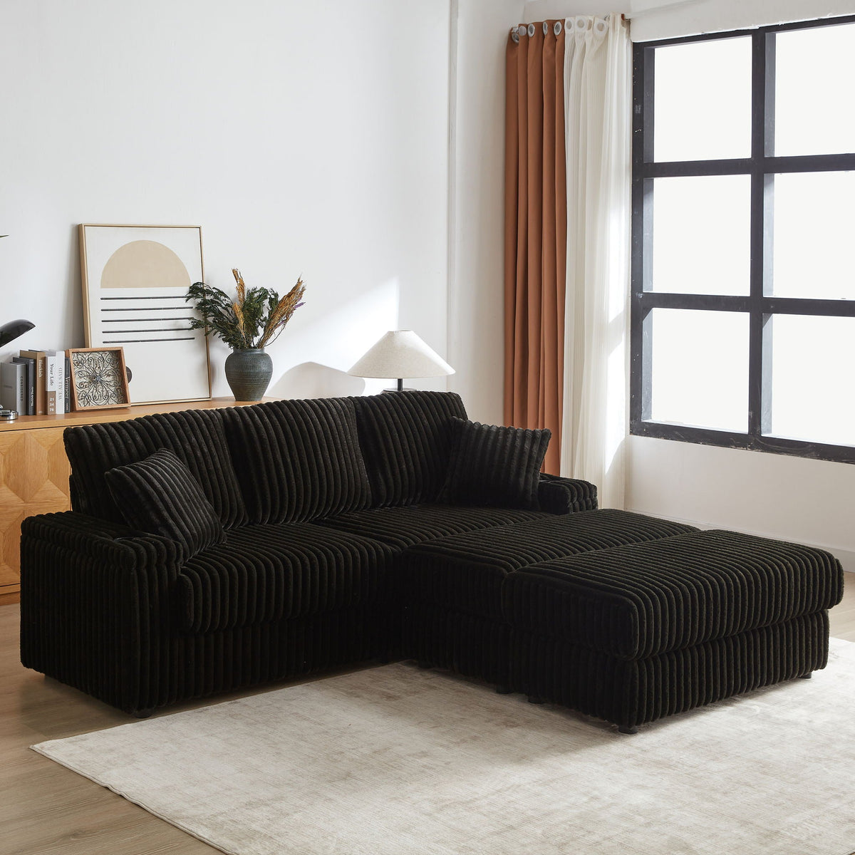 3 Seater Sofa With 2 Ottomans and Storage