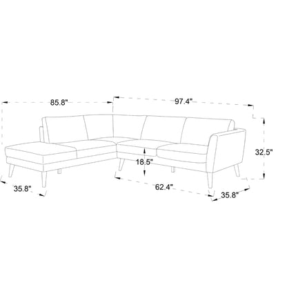 Benson sectional sofa with chaise by HouseOfZazla, light fabric upholstery on Tampa Home & Garden Store