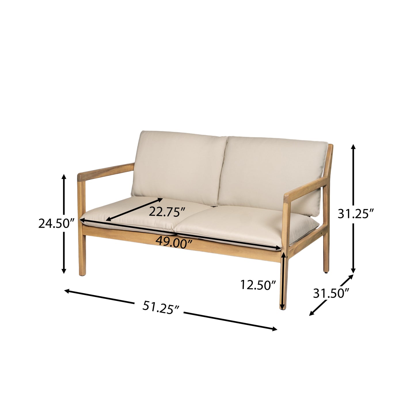 Outdoor Acacia Loveseat and Coffee Table Set