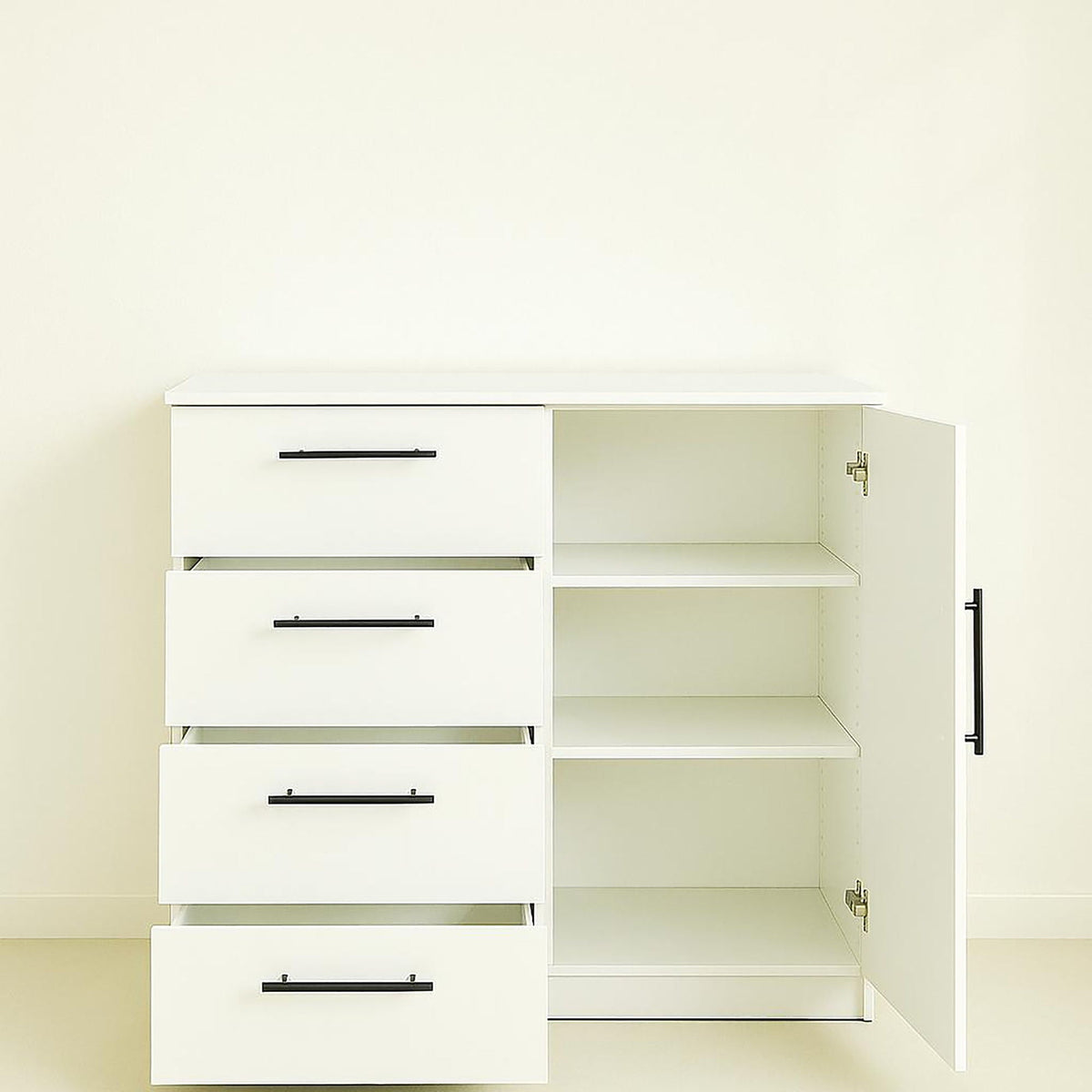 Robin Gentleman’s Chest with Extra Deep Storage white with black handles HouseOfZazla on Tampa Home & Garden Store
