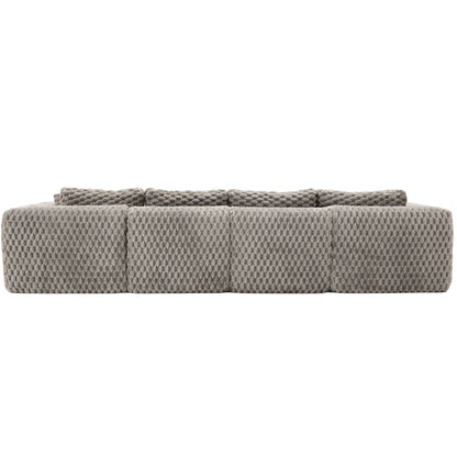 Modular sectional sofa with 2 movable ottomans in gray fabric by HouseOfZazla on Tampa Home & Garden Store